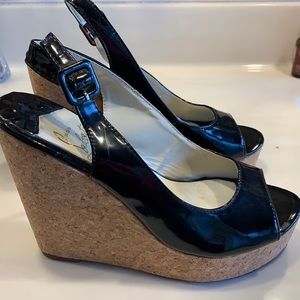 Christian Louboutin patent leather cork wedges. Good condition. Size 8/9 EU 40